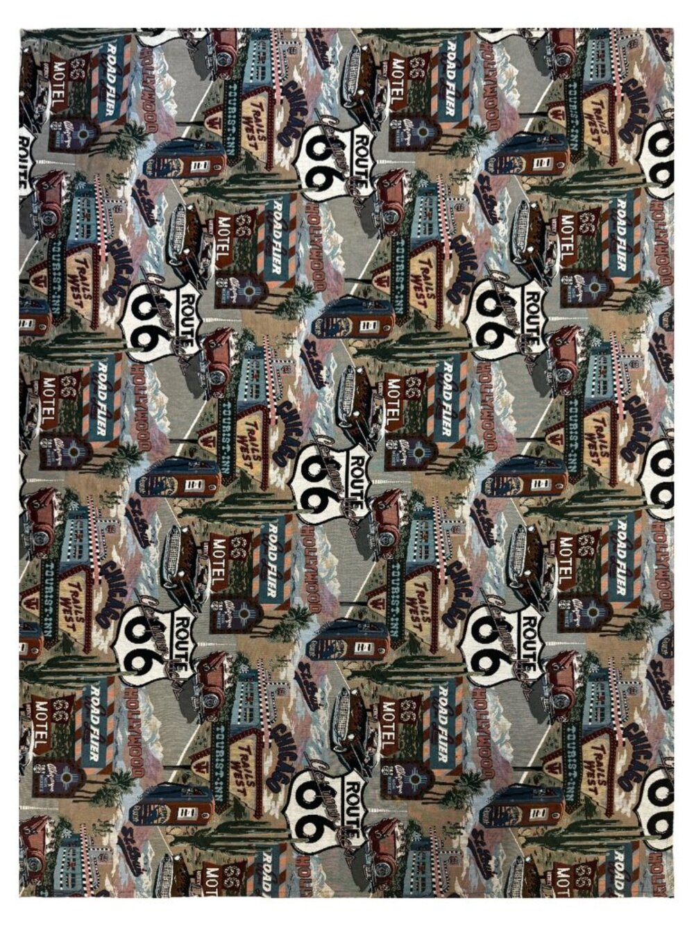 Route 66 Tapestry Throw Blanket Woven Jacquard Americana Road Trip Retro 69x52